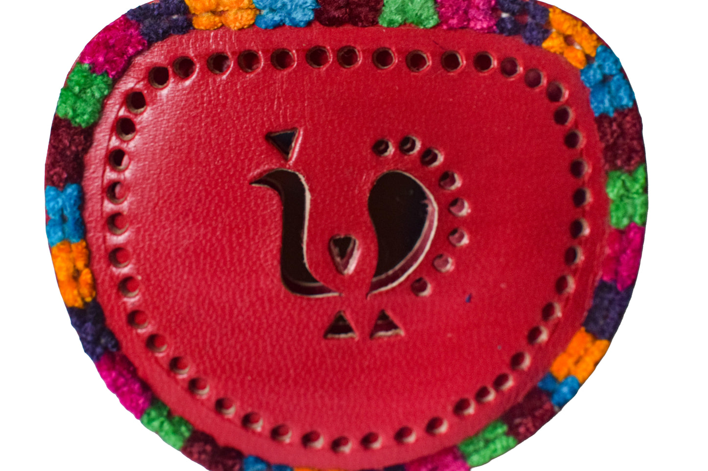 Leather Craft Punch Work Pure Leather Drop Shape Pure Leather Art Vanity Mirror - 14 cms Length - SKU : 0001-MRMC