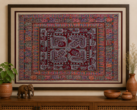 Rabari Work Cotton Hand Embroidered Mirror Work Wall Decoration - 1.5 Mtr Length - SKU : VA23601A