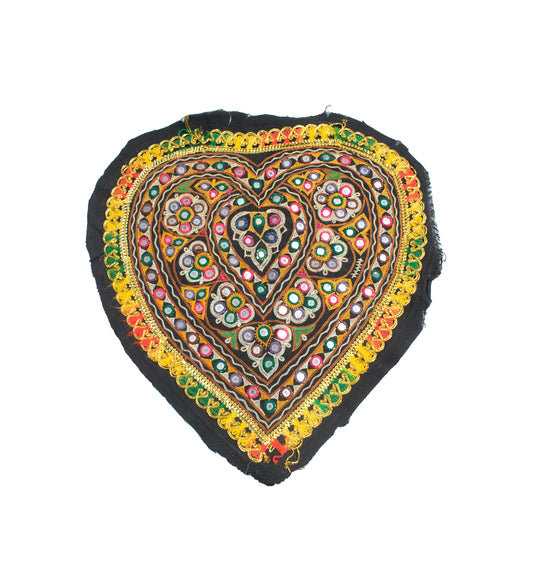 Ahir Work Cotton Fine Mirror and Threadwork Embroidery Wall Decoration - SKU: MD21406A