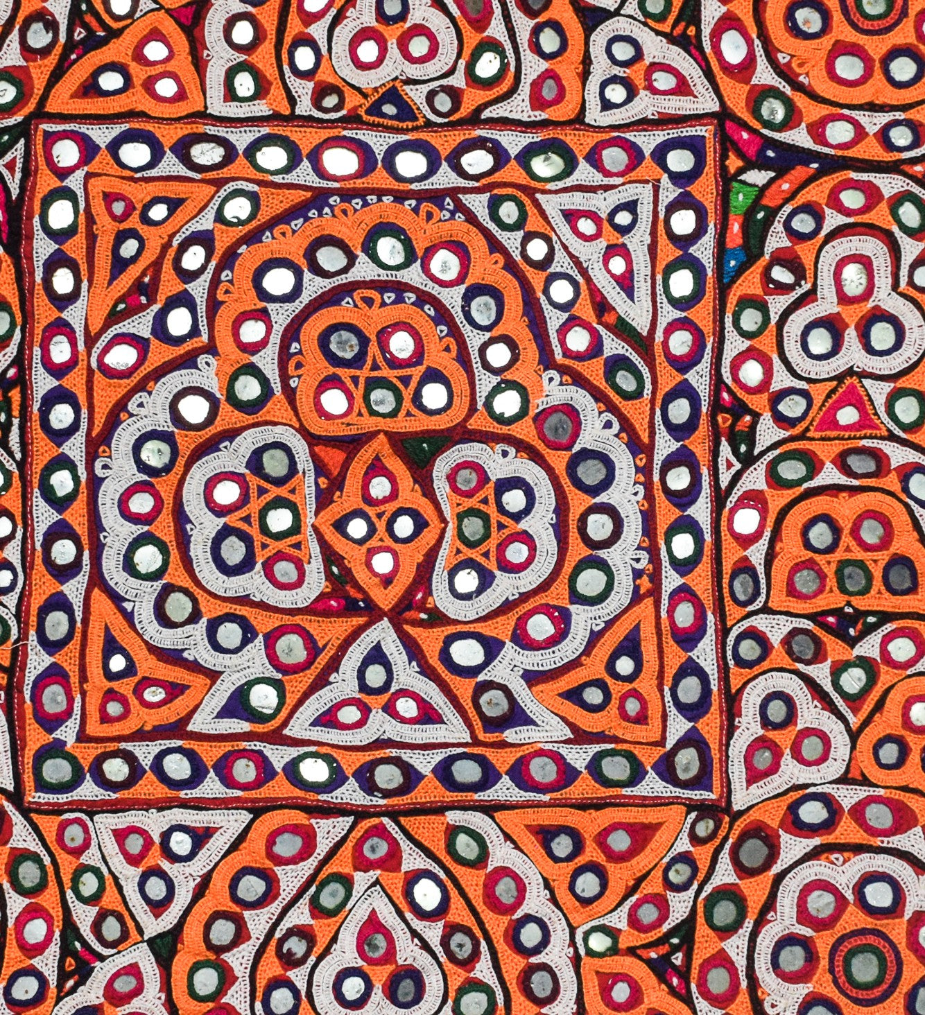 Ahir Work Cotton Mirrorwork Hand Embroidery Wall Decoration - 50 cms Length - SKU : MD17A01A