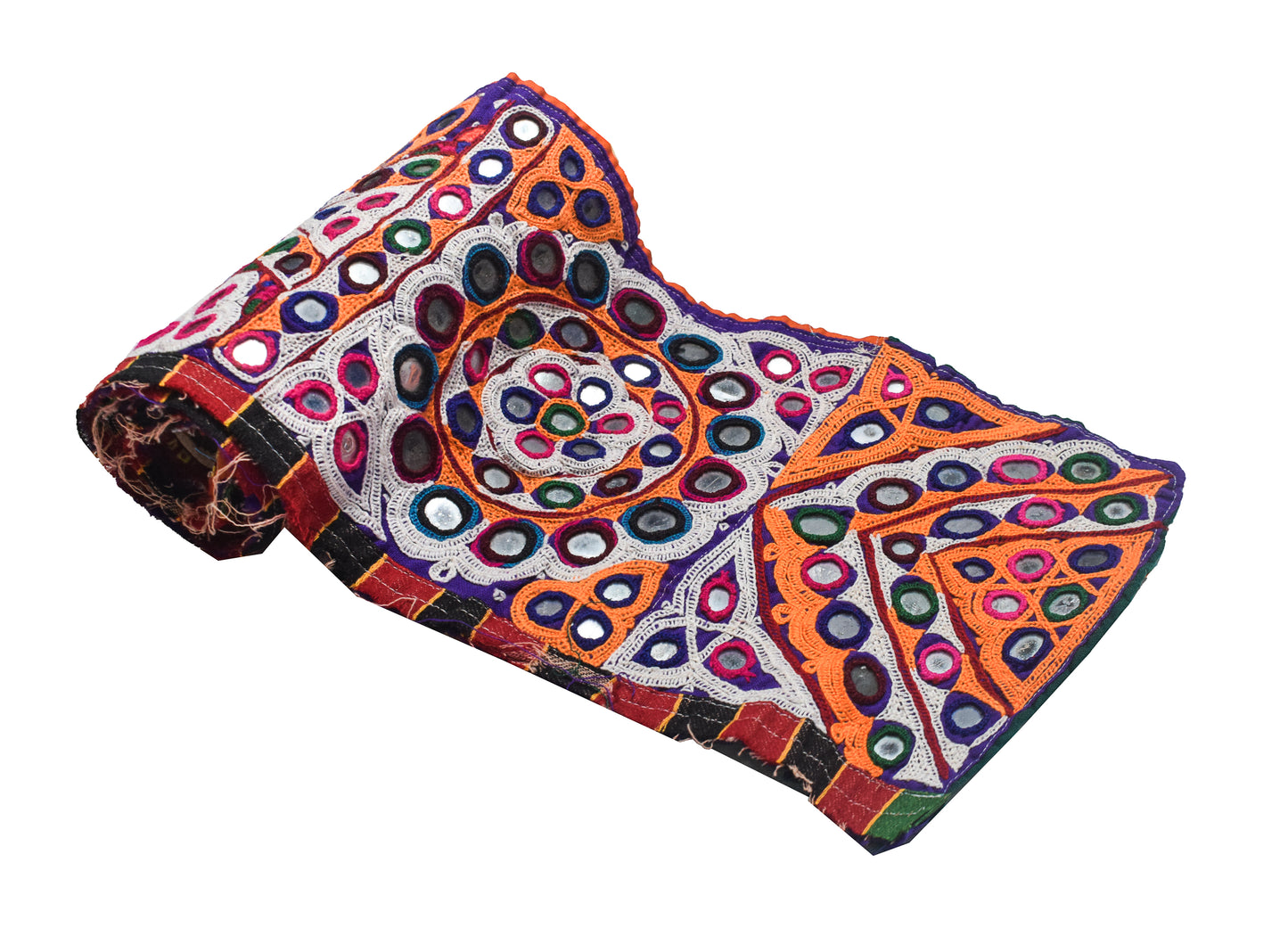 Ahir Work Cotton Mirrorwork Hand Embroidery Wall Decoration - 1.23 Mtr Length - SKU : MD17A02B