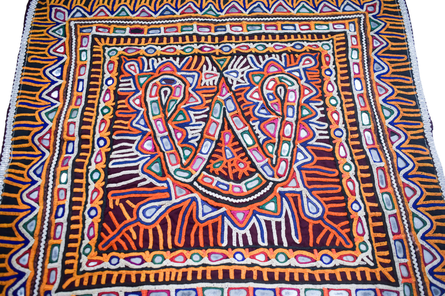 Rabari Work Cotton Hand Embroidered Fine Mirrorwork Wall Decoration - 45 cms Length - SKU : VB02901A