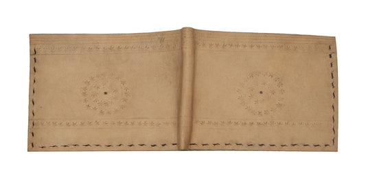 Leather Craft Punch Work Pure Leather Leathercraft Hand Made Wallet - Gents - 9 cms Length - SKU : AB15808B