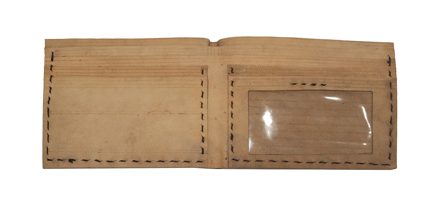 Leather Craft Punch Work Pure Leather Leathercraft Hand Made Wallet - Gents - 9 cms Length - SKU : AB15808B
