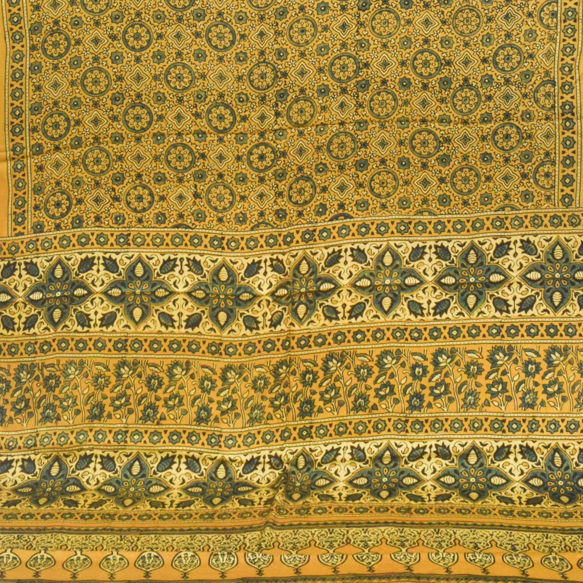 Ajrakh Modal Silk Natural Dye Hand Block Print Saree with Blouse Piece - 5.5 Mtr Length - SKU : AI1880AW