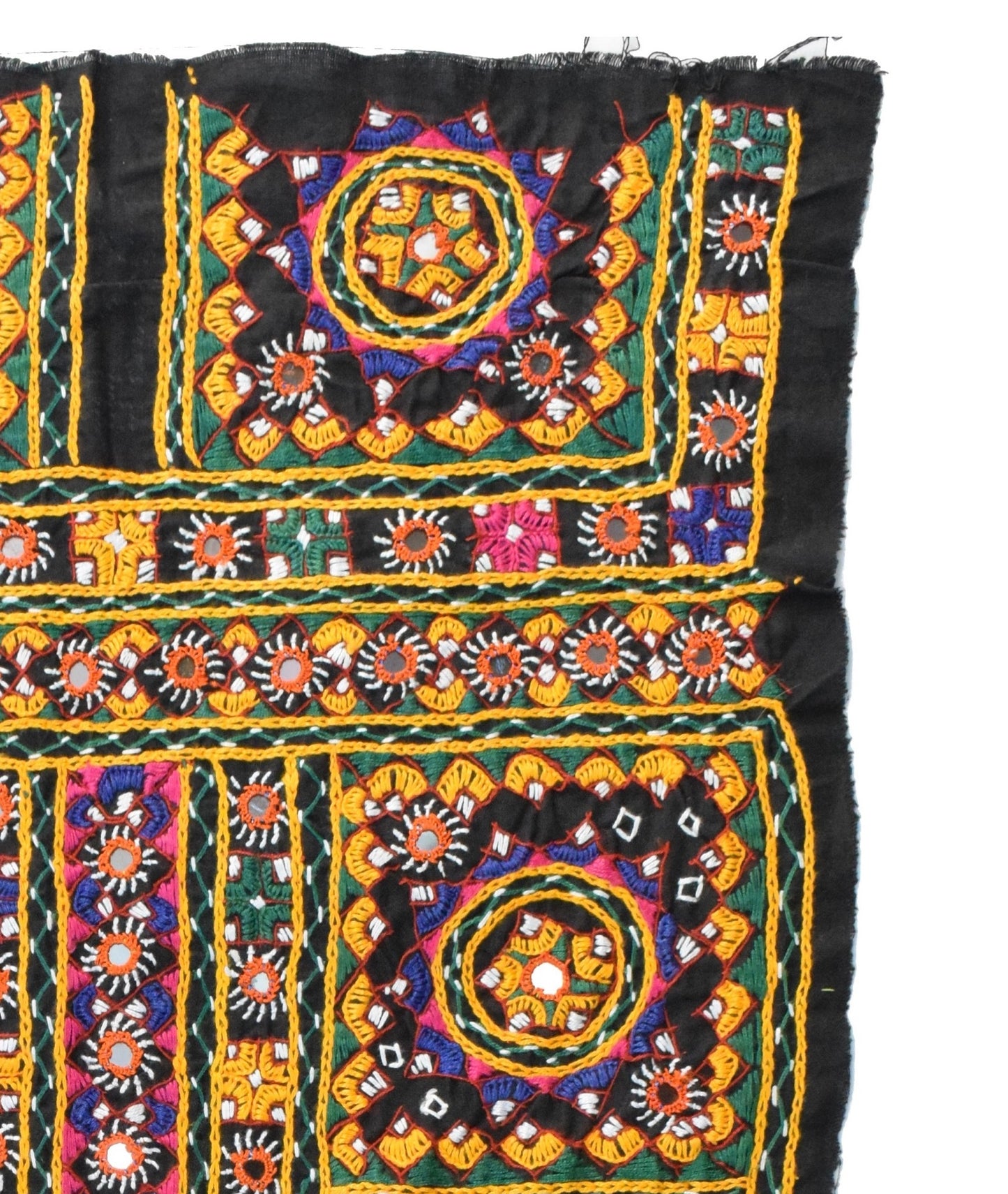 Ahir Work Cotton Fine Mirror and Threadwork Embroidery Kajari    -  SKU: AH14404B