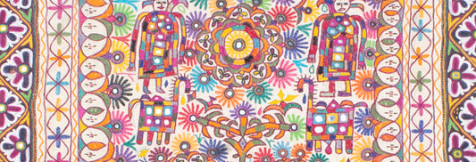 Aahir Work - Hand Embroidery - Large Antique - Wall Decoration - ( Size : 150 Cms X ( 1.5 Mtrs) X 90 Cms