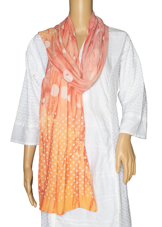 Wax Batik Cotton Natural Dye Hand Block Print Stole - 2.1 Mtr Length - SKU: RA04901B