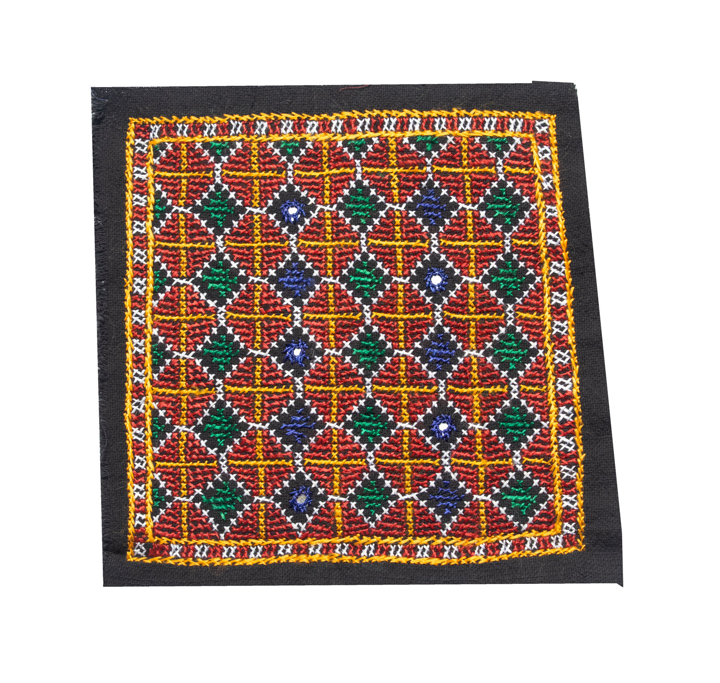 Jat Work cotton Fine Mirror and Threadwork Embroidery Handwork Patch - SKU: SH19902A