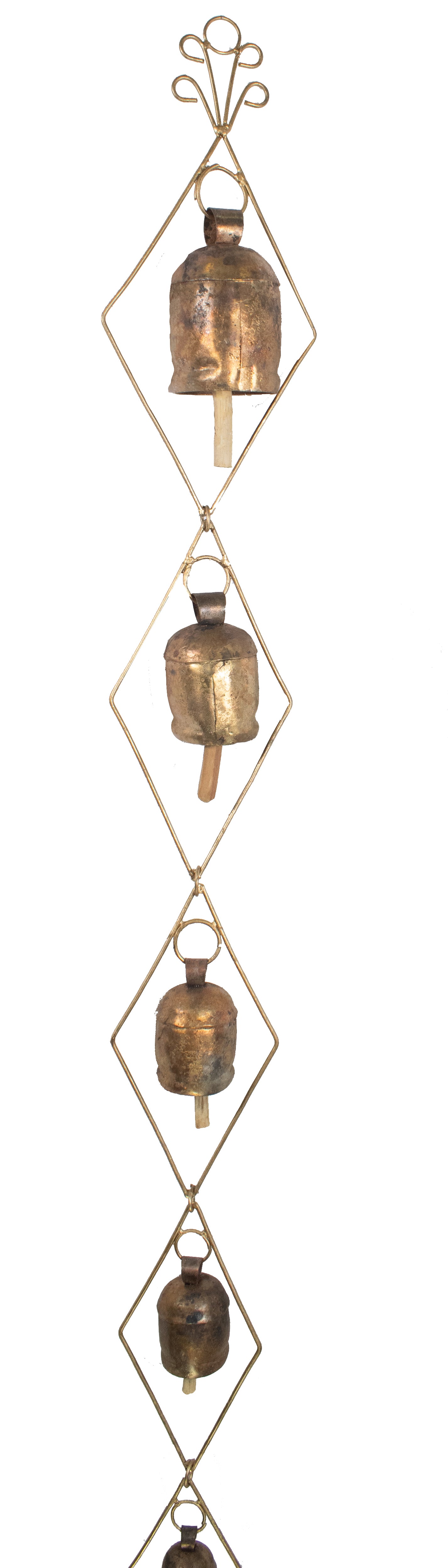 Handmade Rustic Vintage Cow Bell Home Decor Chime - Size 115 X 15 X 1 Sa Re Ga Ma Big Frame 8 Bell