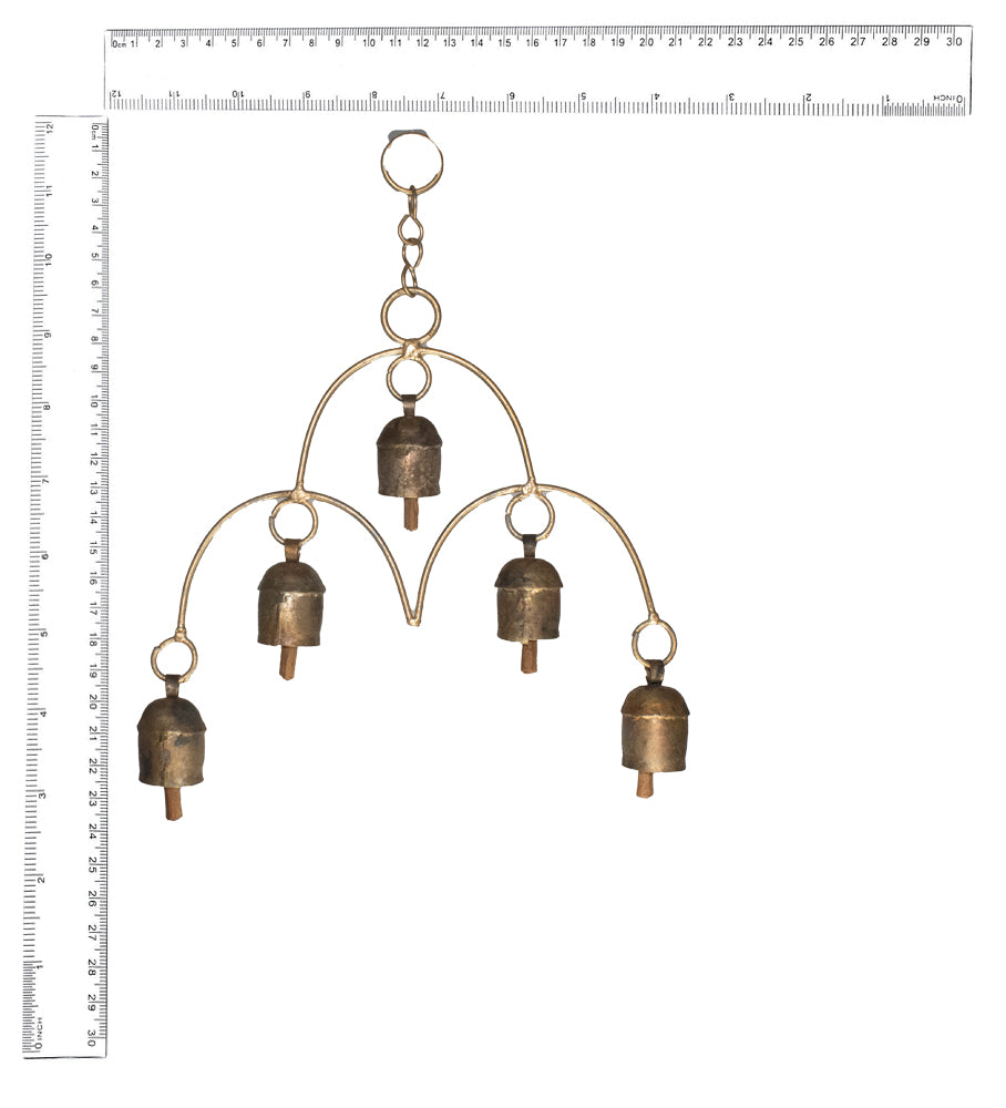 Handmade Rustic Vintage Cow Bell Home Decor Chime - Size 22 X 22 Cms Clouds 5 Bells