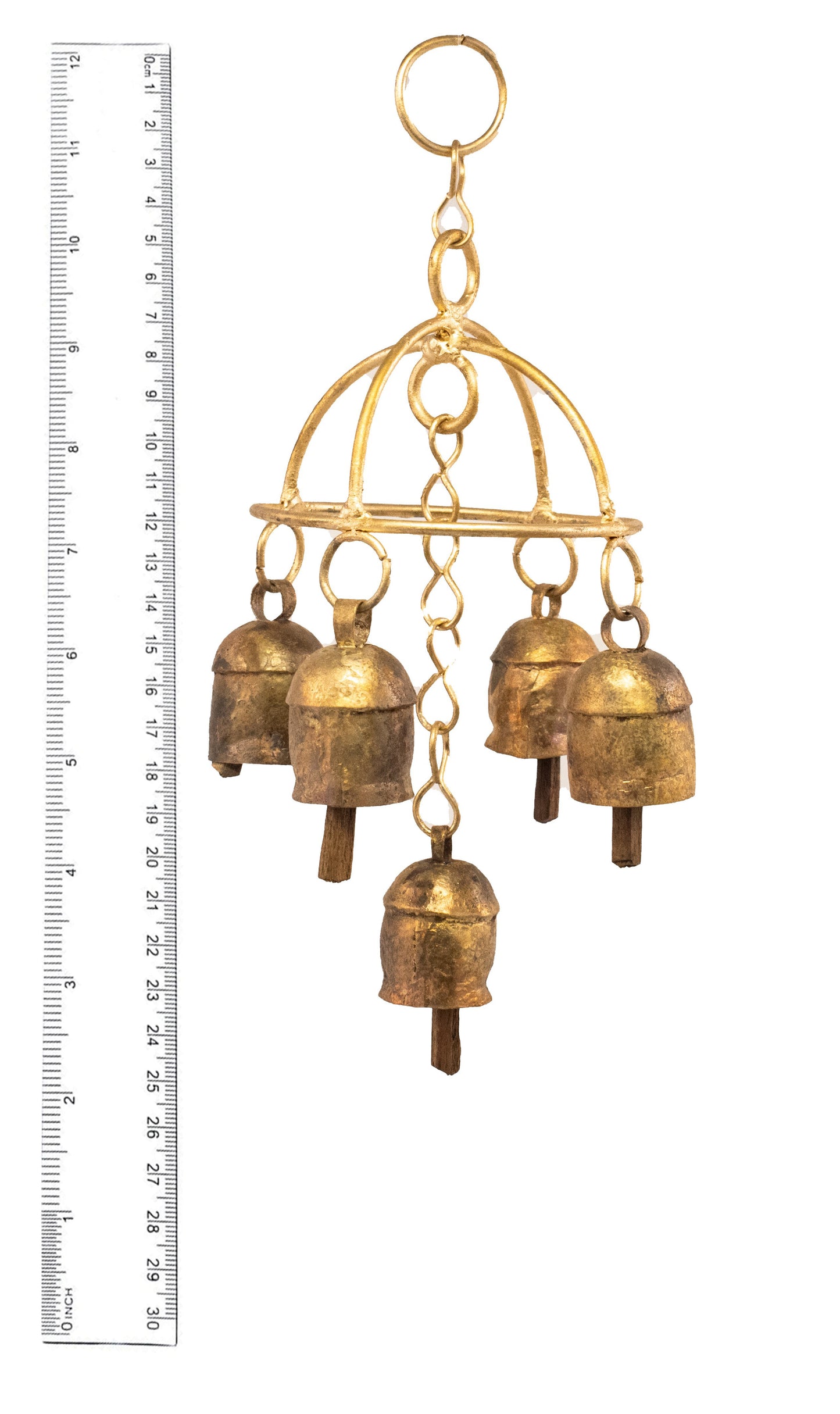 Handmade Rustic Vintage Cow Bell Home Decor Chime - Size 25 X 8 X 8 Cms Zhummar 5 Bells