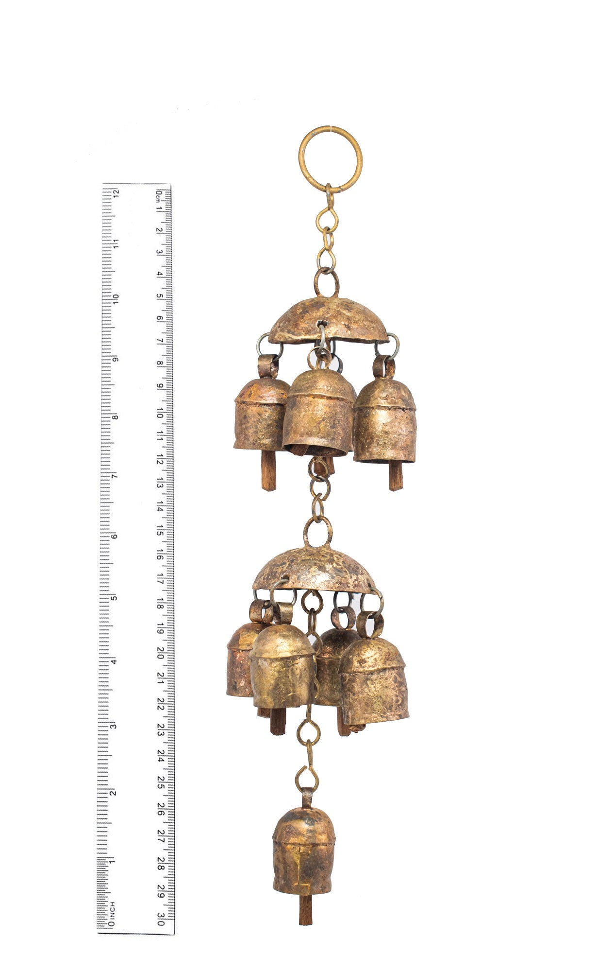 Hand Made Metal Bells Wrought Iron Copper-Zinc Coated Home Décor Chimes Cow Bell - Zhummar - 9 Bells
3 Layer - SKU: 0012