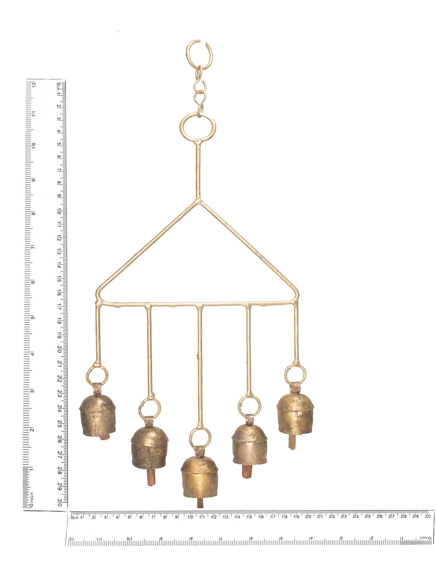 Handmade Rustic Vintage Cow Bell Home Decor Chime - Size 35 X 19 X 3 Cms Hanging 5 Bells