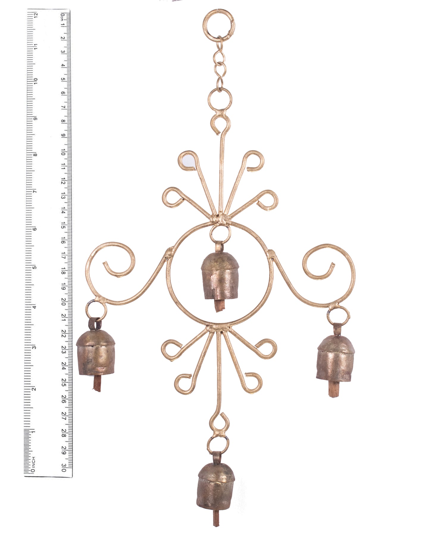 Handmade Rustic Vintage Cow Bell Home Decor Chime - Size 33 X 19 X 3 Cms Blossom 4 Bells