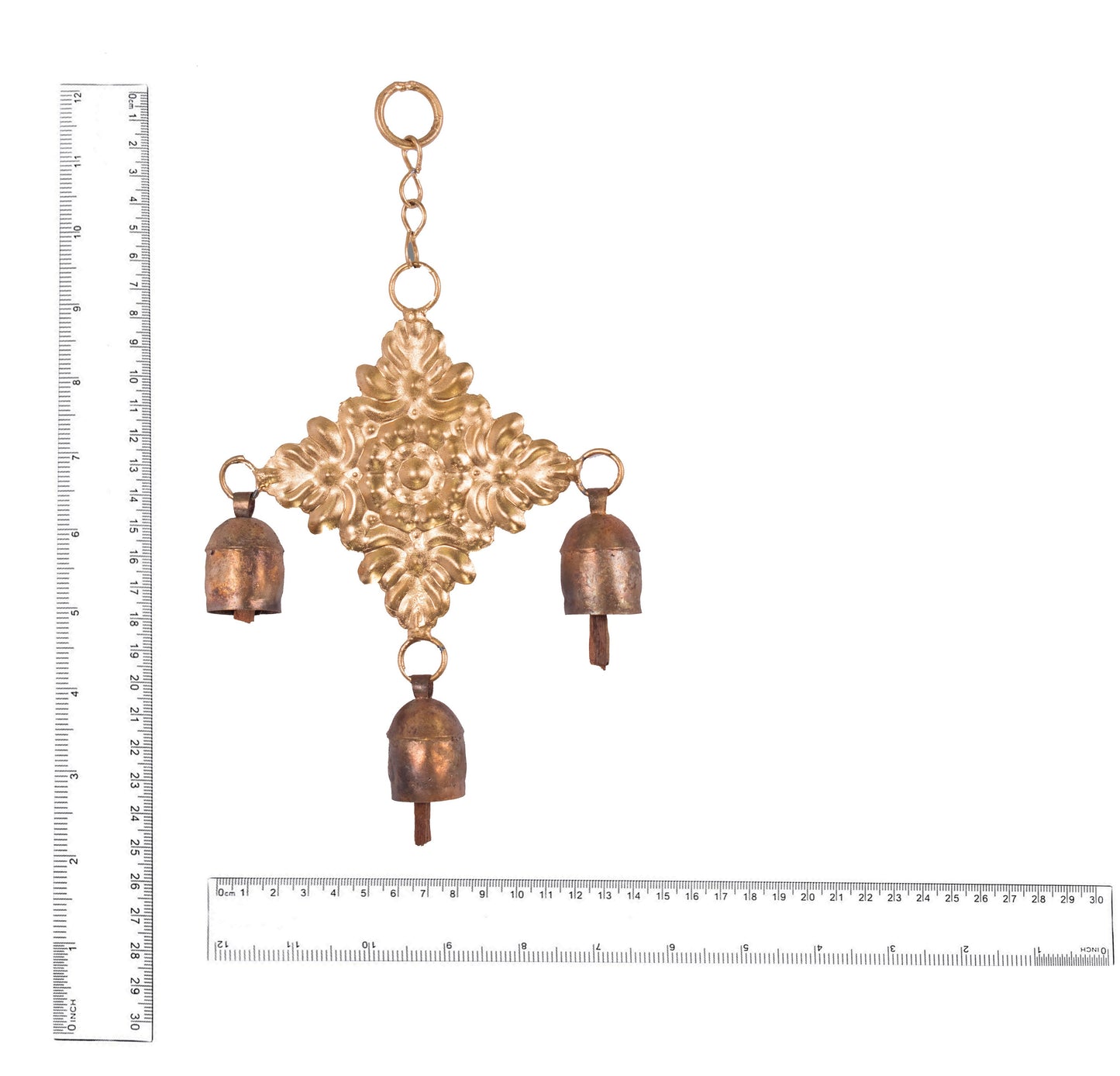 Hand Made Metal Bells Wrought Iron Copper-Zinc Coated Home Décor Chimes Cow Bell - Sparkles - 3 Bells - SKU: 0051