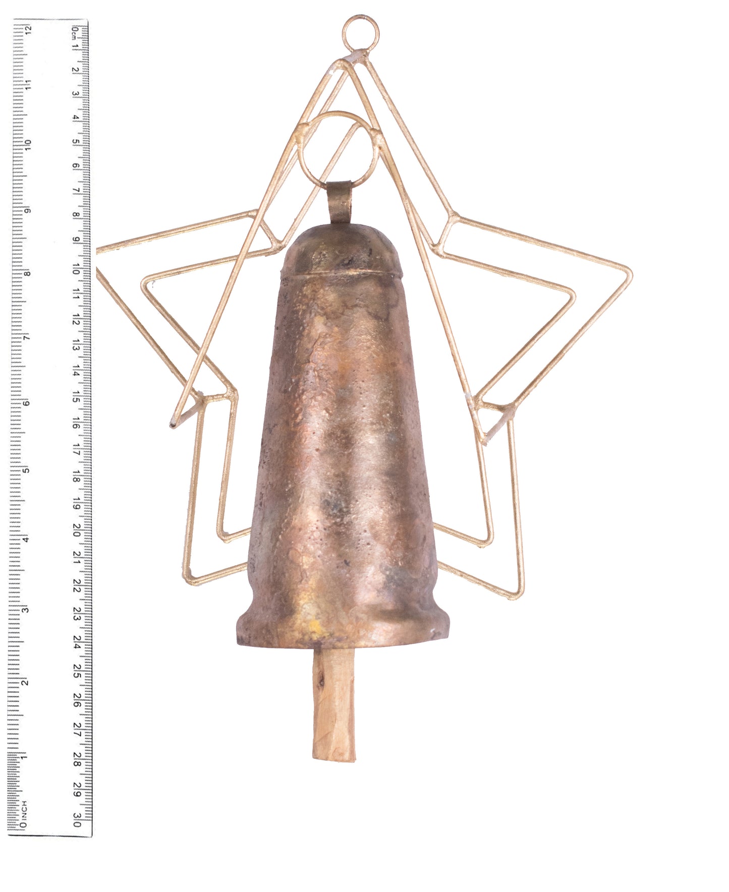 Hand Made Metal Bells Wrought Iron Copper-Zinc Coated Home Décor Chimes Cow Bell - Cone Bell Stand -1 Bell - SKU: 0057