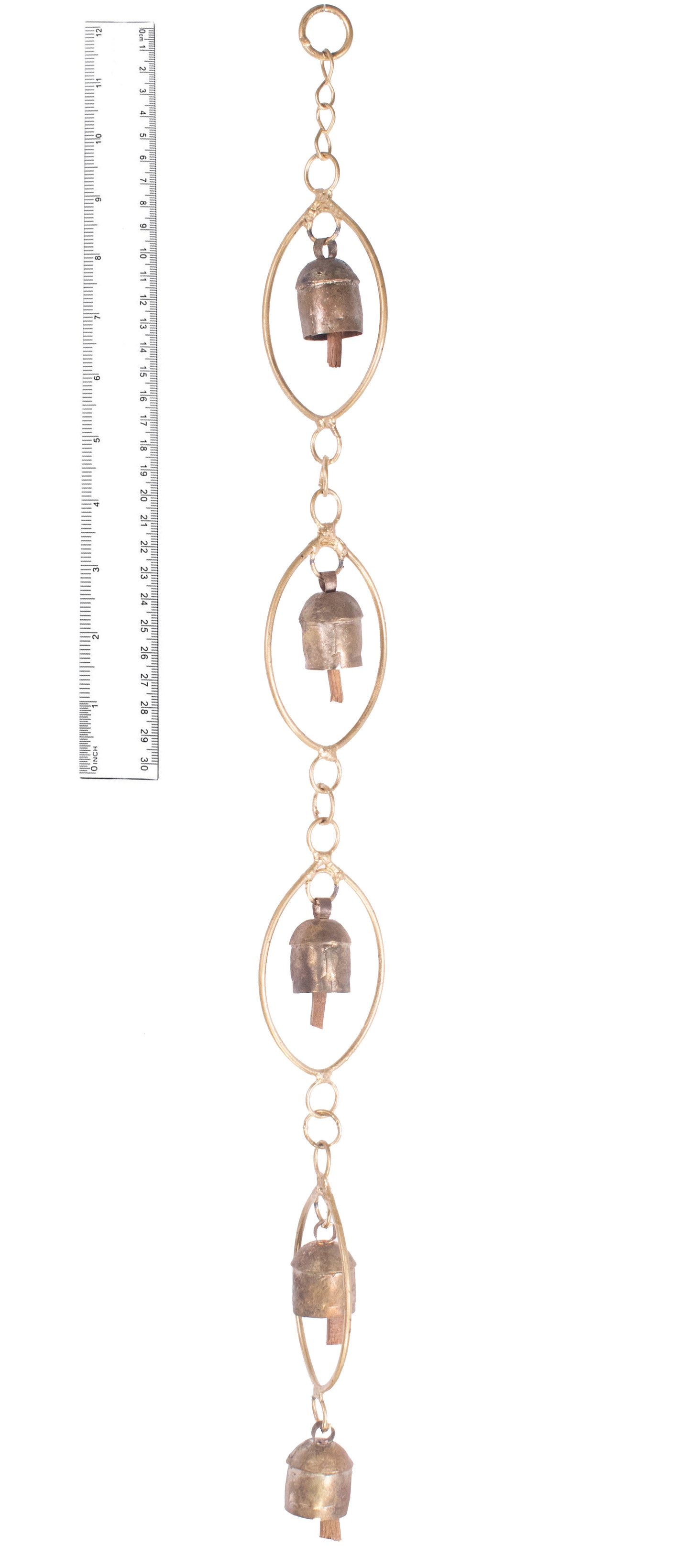 Hand Made Metal Bells Wrought Iron Copper-Zinc Coated Home Décor Chimes Cow Bell - Oval Series - 5 Bells - SKU: 0064