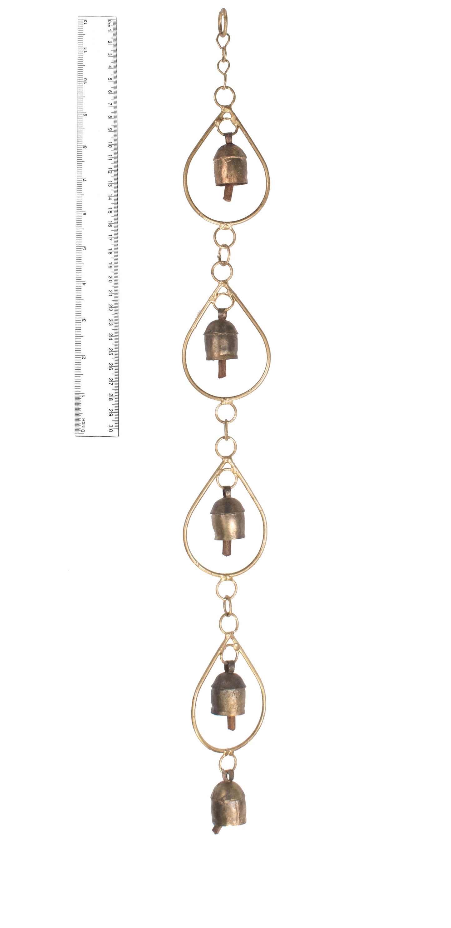 Hand Made Metal Bells Wrought Iron Copper-Zinc Coated Home Décor Chimes Cow Bell - Drop Series - 5 Bells - SKU: 0065