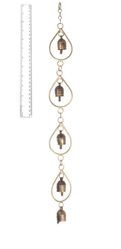 Hand Made Metal Bells Wrought Iron Copper-Zinc Coated Home Décor Chimes Cow Bell   - Drop  Series - 5 Bells  -  SKU: 0065