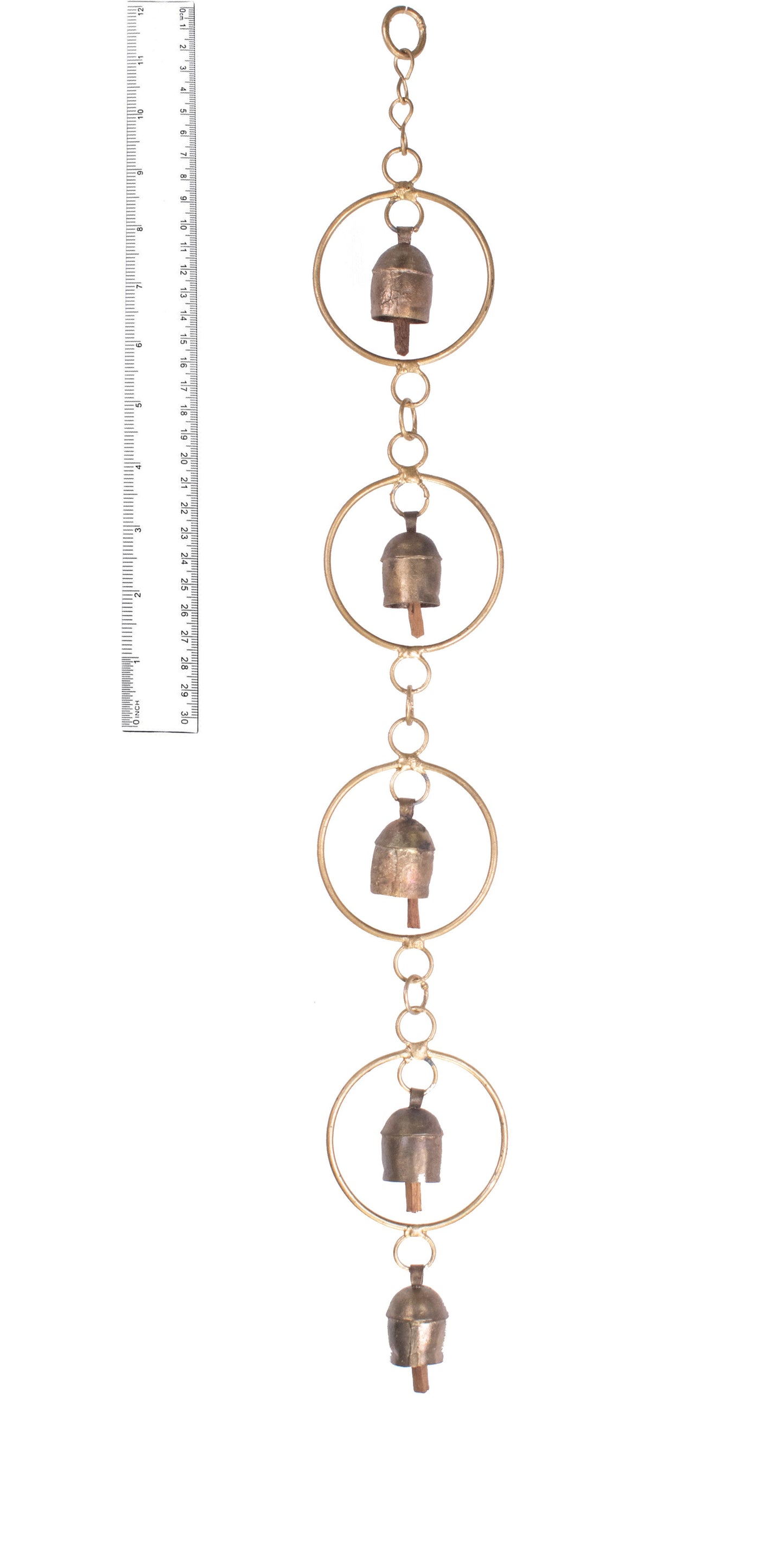 Hand Made Metal Bells Wrought Iron Copper-Zinc Coated Home Décor Chimes Cow Bell - Circles Series - 5 Bells - SKU: 0066