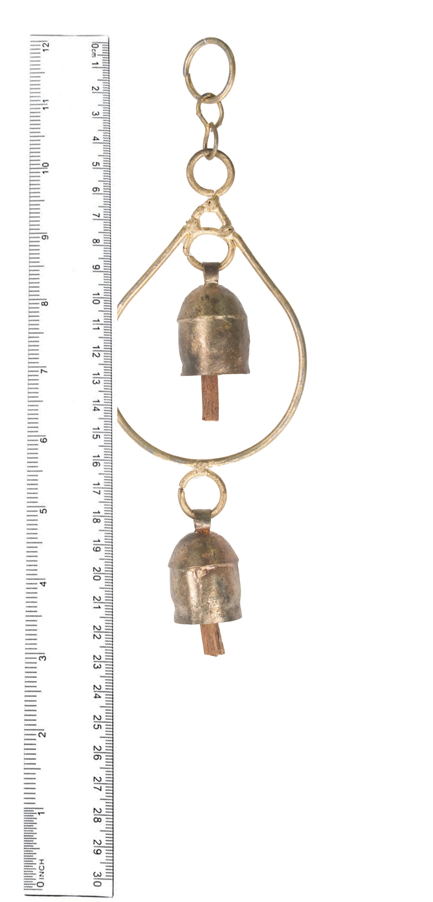 Handmade Rustic Vintage Cow Bell Home Decor Chime - Size 22 X 8 X 3 Cms Drop Plain 2 Bells