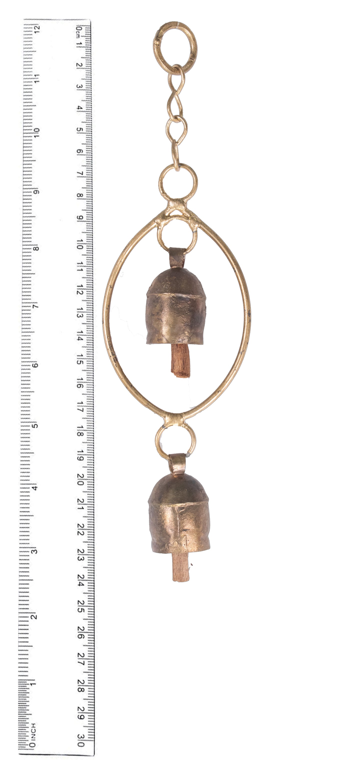 Handmade Rustic Vintage Cow Bell Home Decor Chime - Size 22 X 6 X 3 Cms Oval Plain 2 Bells