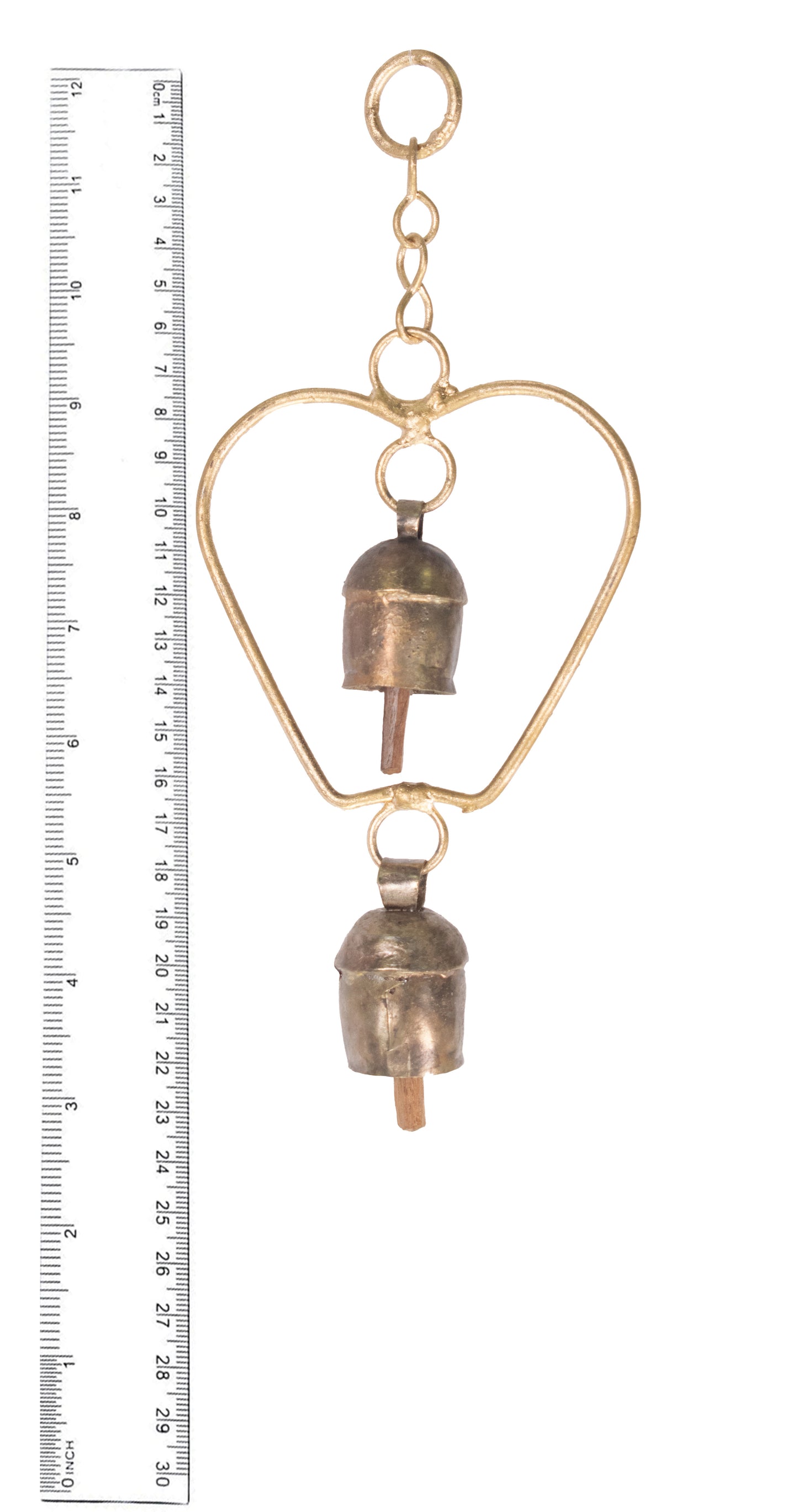 Hand Made Metal Bells Wrought Iron Copper-Zinc Coated Home Décor Chimes Cow Bell   - Apple Plain - 2 Bells  -  SKU: 0078