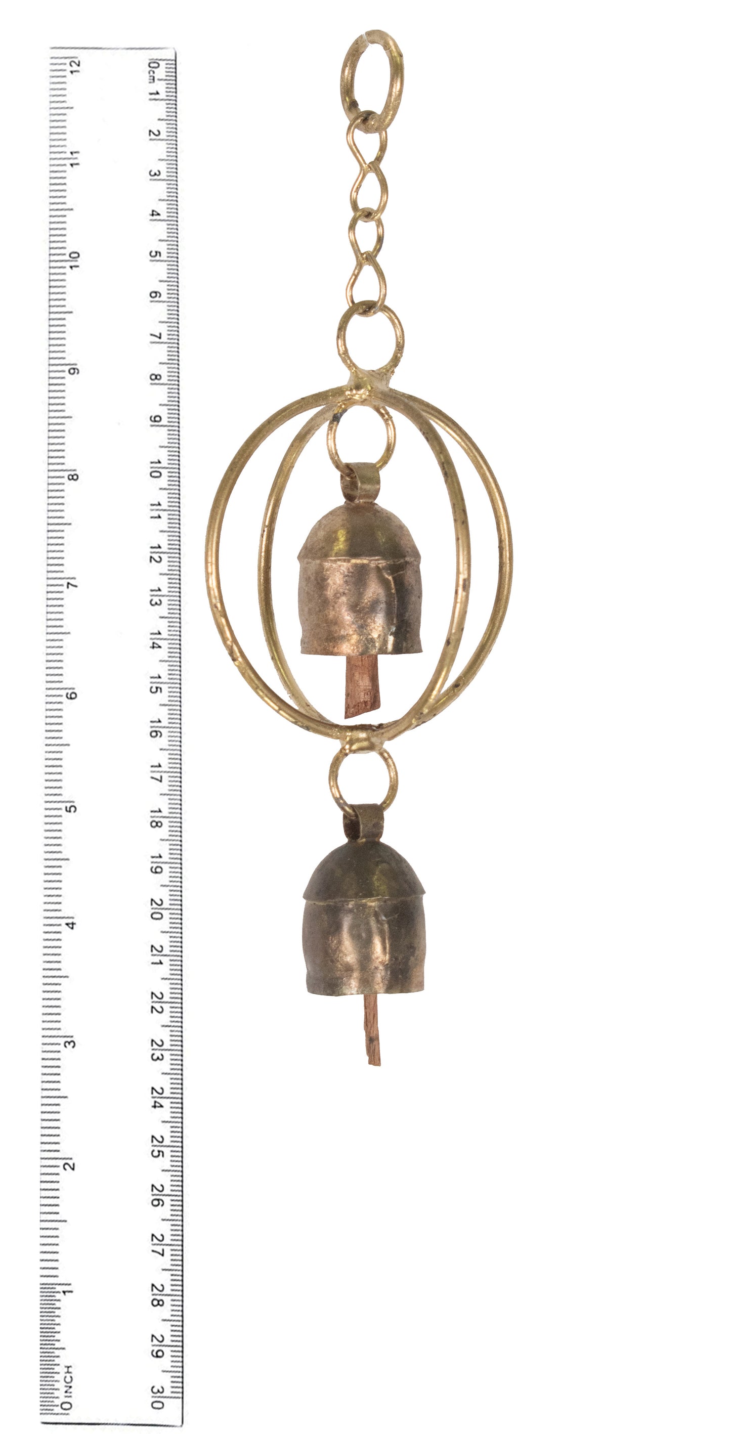 Handmade Rustic Vintage Cow Bell Home Decor Chime - Size 22 X 6 X 6 Cms Sphere 2 Bells