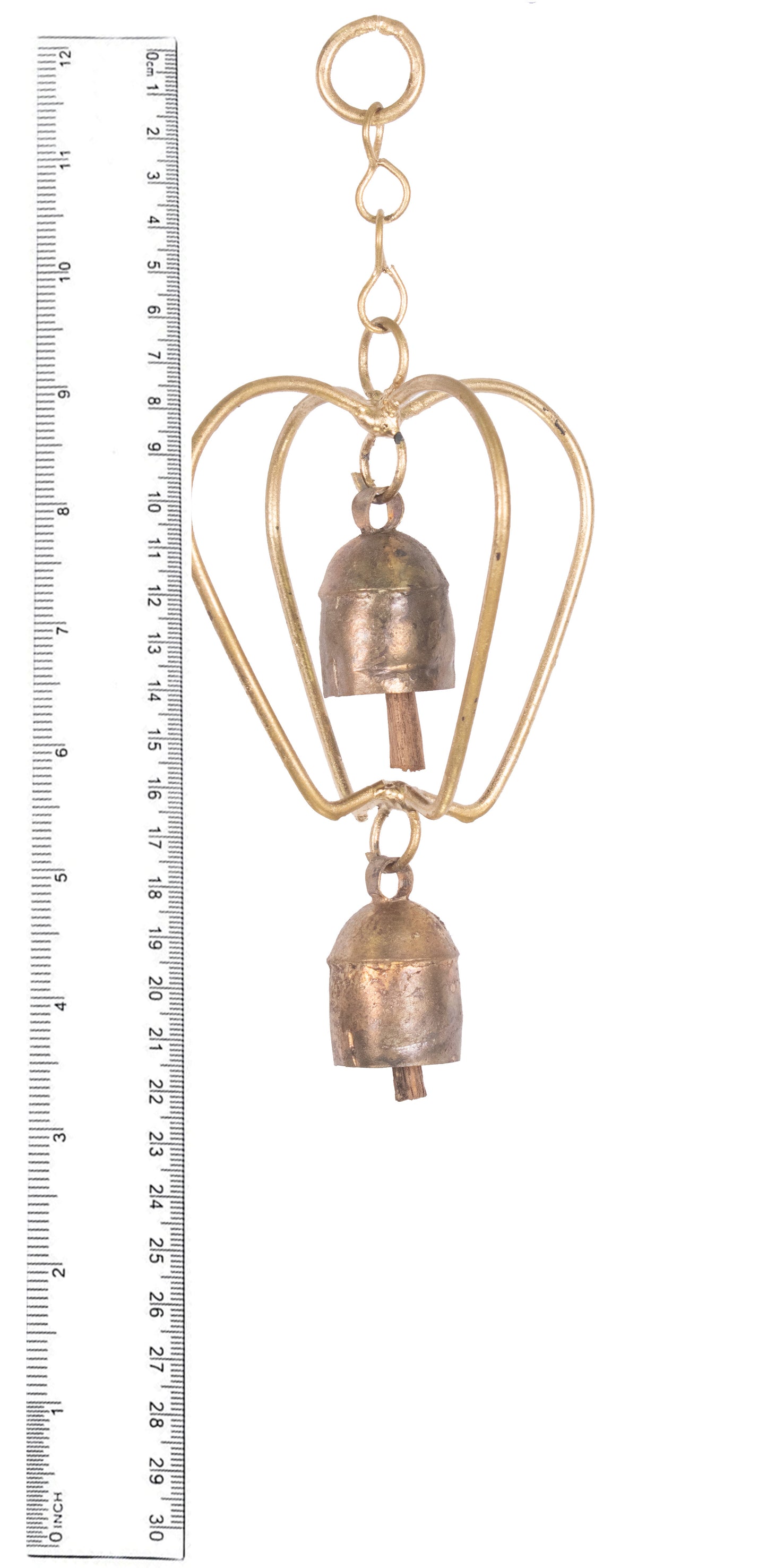 Hand Made Metal Bells Wrought Iron Copper-Zinc Coated Home Décor Chimes Cow Bell - Apple 3D - 2 Bells - SKU: 0083
