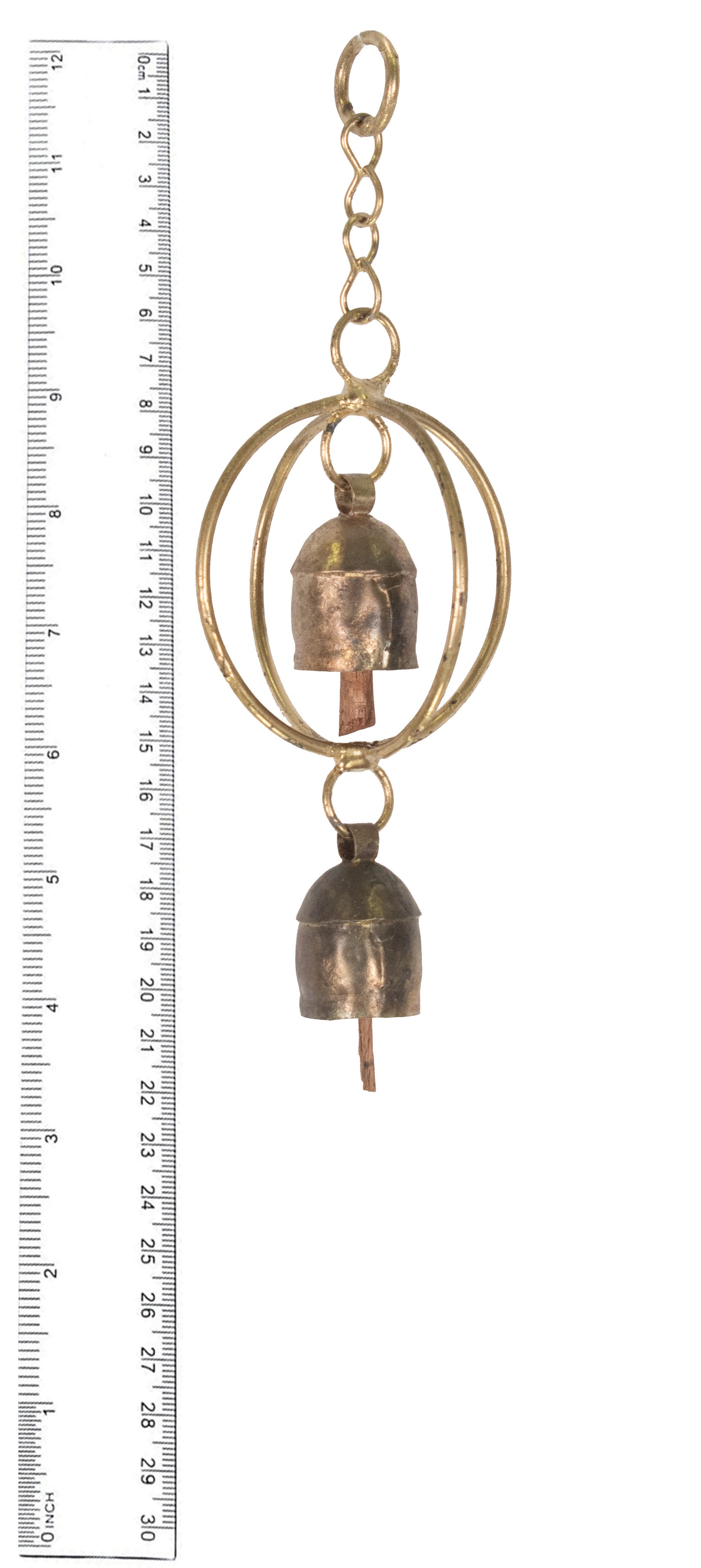 Hand Made Metal Bells Wrought Iron Copper-Zinc Coated Home Décor Chimes Cow Bell - Oval 3D - 2 Bells - SKU: 0085