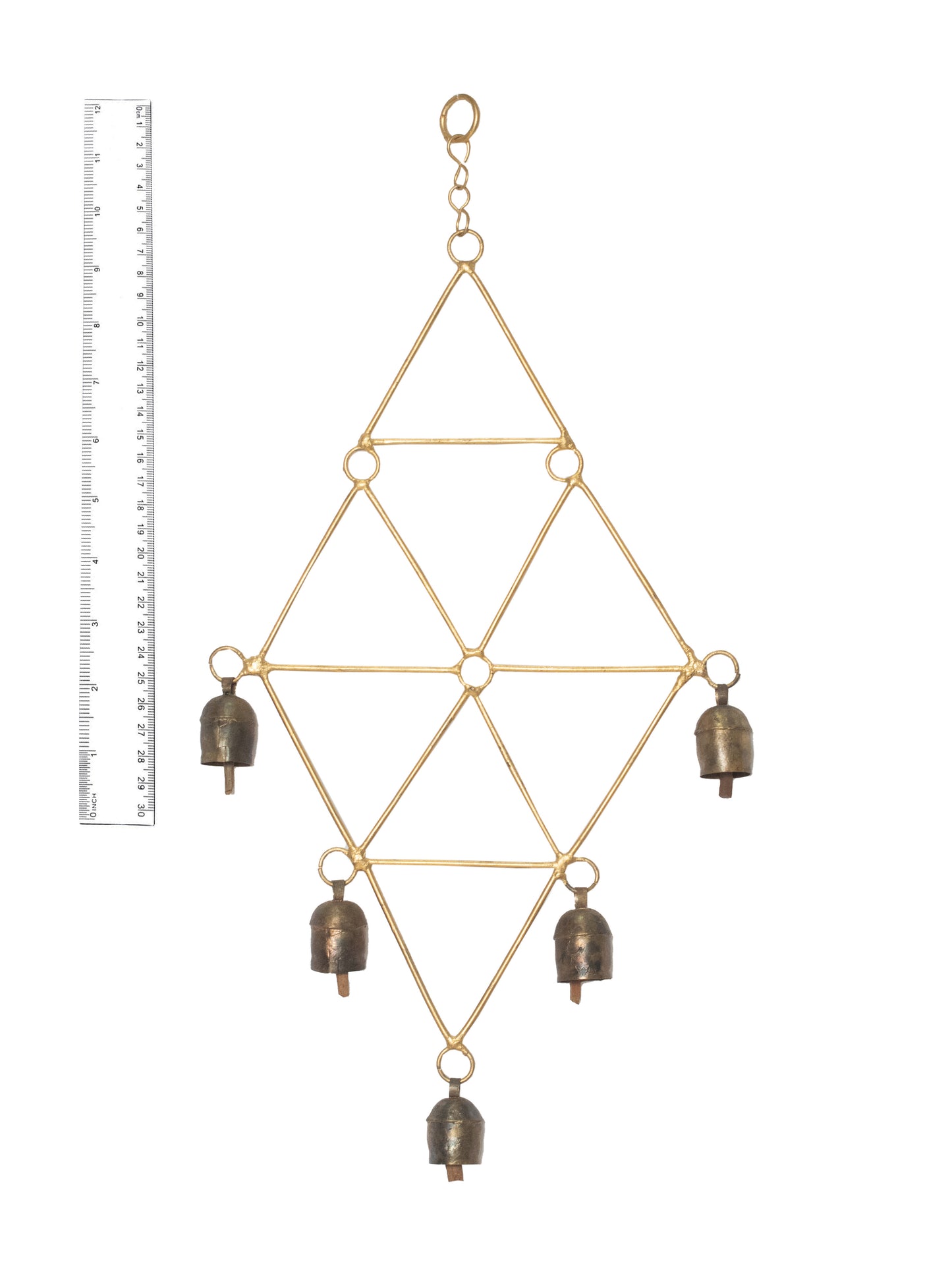 Handmade Rustic Vintage Cow Bell Home Decor Chime - Size 46 X 24 X 3 Cms Kite 5 Bells