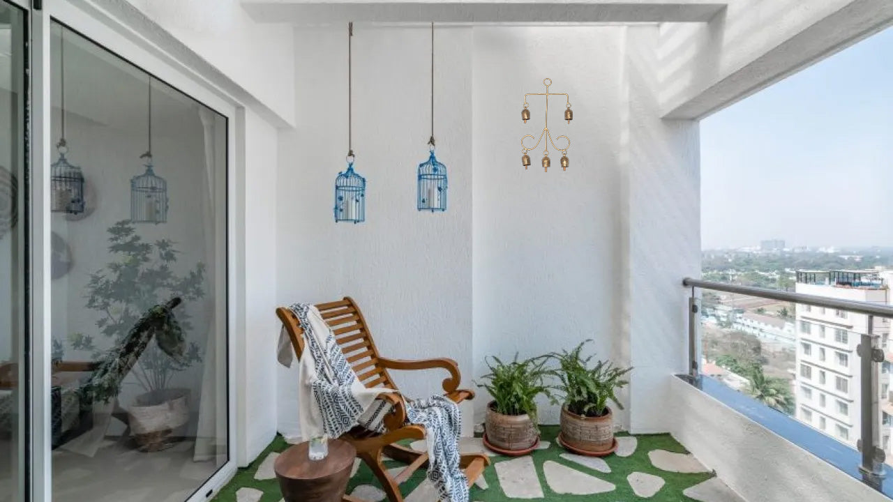 Hand Made Metal Bells Wrought Iron Copper-Zinc Coated Home Décor Chimes Cow Bell - Mustache - 5 Bells - SKU: 0101