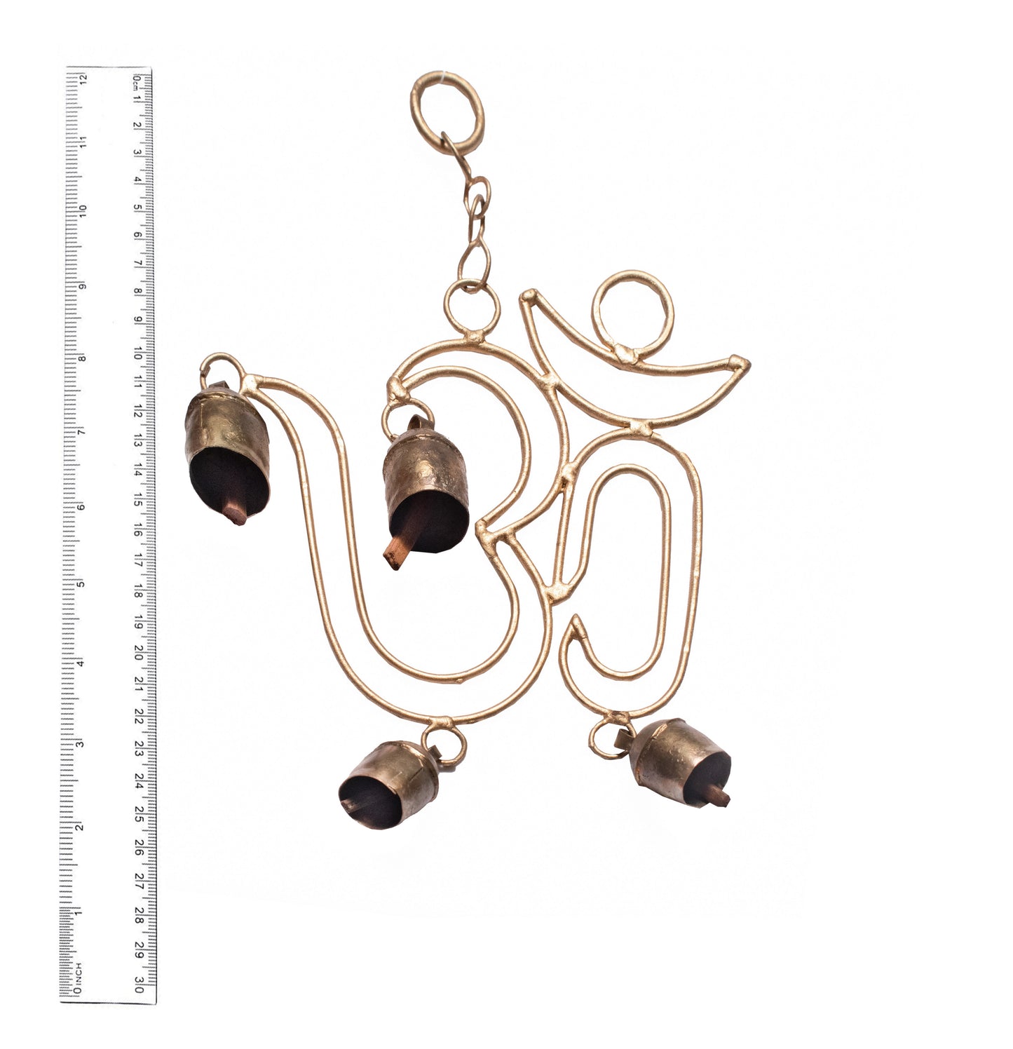 Hand Made Metal Bells Wrought Iron Copper-Zinc Coated Home Décor Chimes Cow Bell - Double Om 4 Bells - SKU: 0118