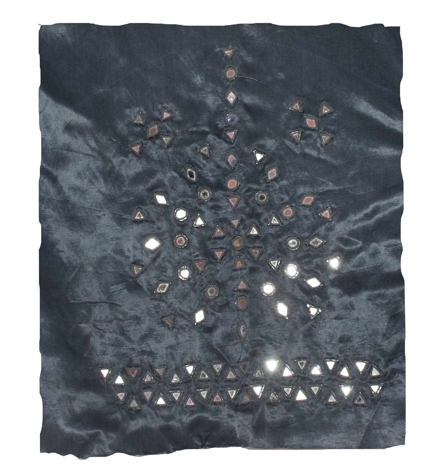 Cut Mirror Work Mashru Silk Hand Embroidered Blouse - Unstitched - 1 Mtr Length - SKU: RD23201A