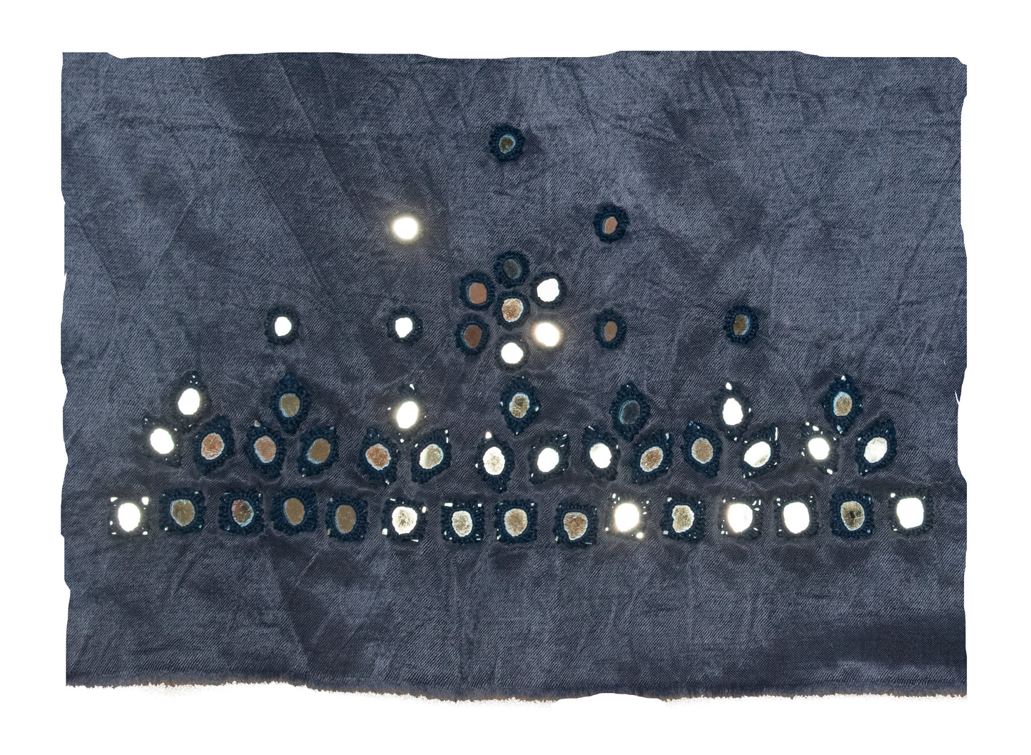 Cut Mirror Work Mashru Silk Hand Embroidered Blouse - Unstitched - 1 Mtr Length - SKU: RD23202A