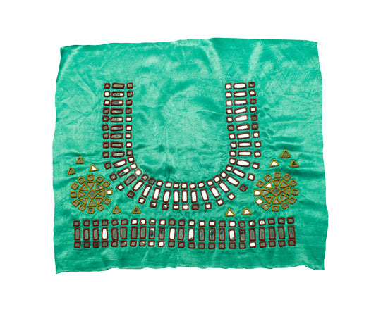 Cut Mirror Work Mashru Silk Hand Embroidered Blouse - Unstitched - 1 Mtr Length - SKU: SH05201A