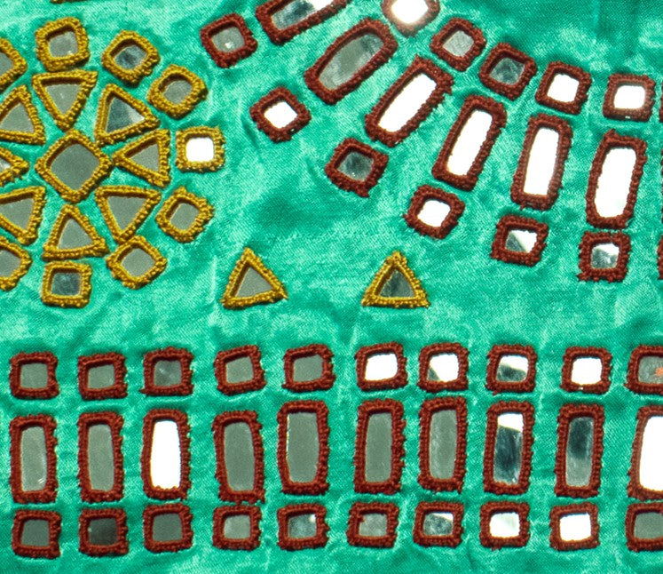 Cut Mirror Work Mashru Silk Hand Embroidered Blouse - Unstitched - 1 Mtr Length - SKU: SH05201A