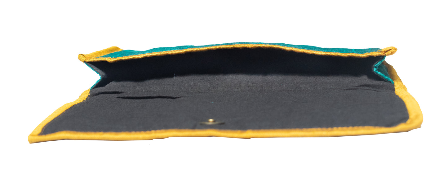 Ahir Work Raw Silk Hand Embroidered Clutch - SKU: 0015