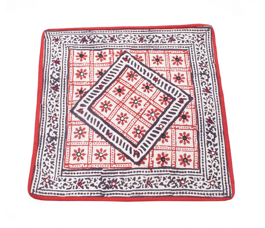 Bela Print Cotton Bela Print & Small Mirror Work Cushion Cover Set of Two - SKU: KU28503B