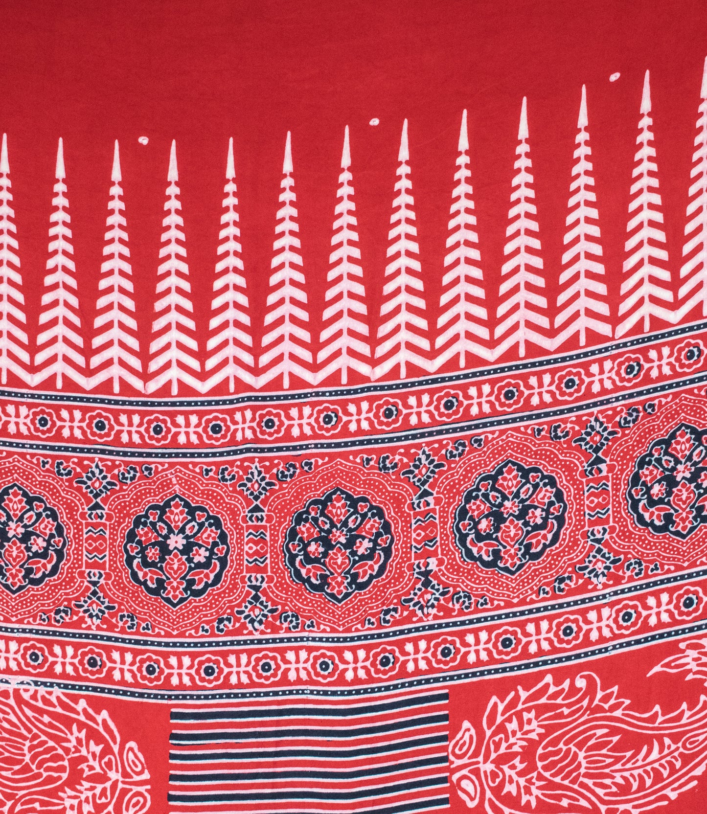 Ajrakh Modal Silk Hand Block Print Dupatta - 2.4 Mtr Length - SKU: KK29C01E