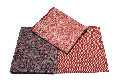 Hand Block Print Cotton Natural Dye Kantha Work Top Dress Material    -  SKU: MS10606F