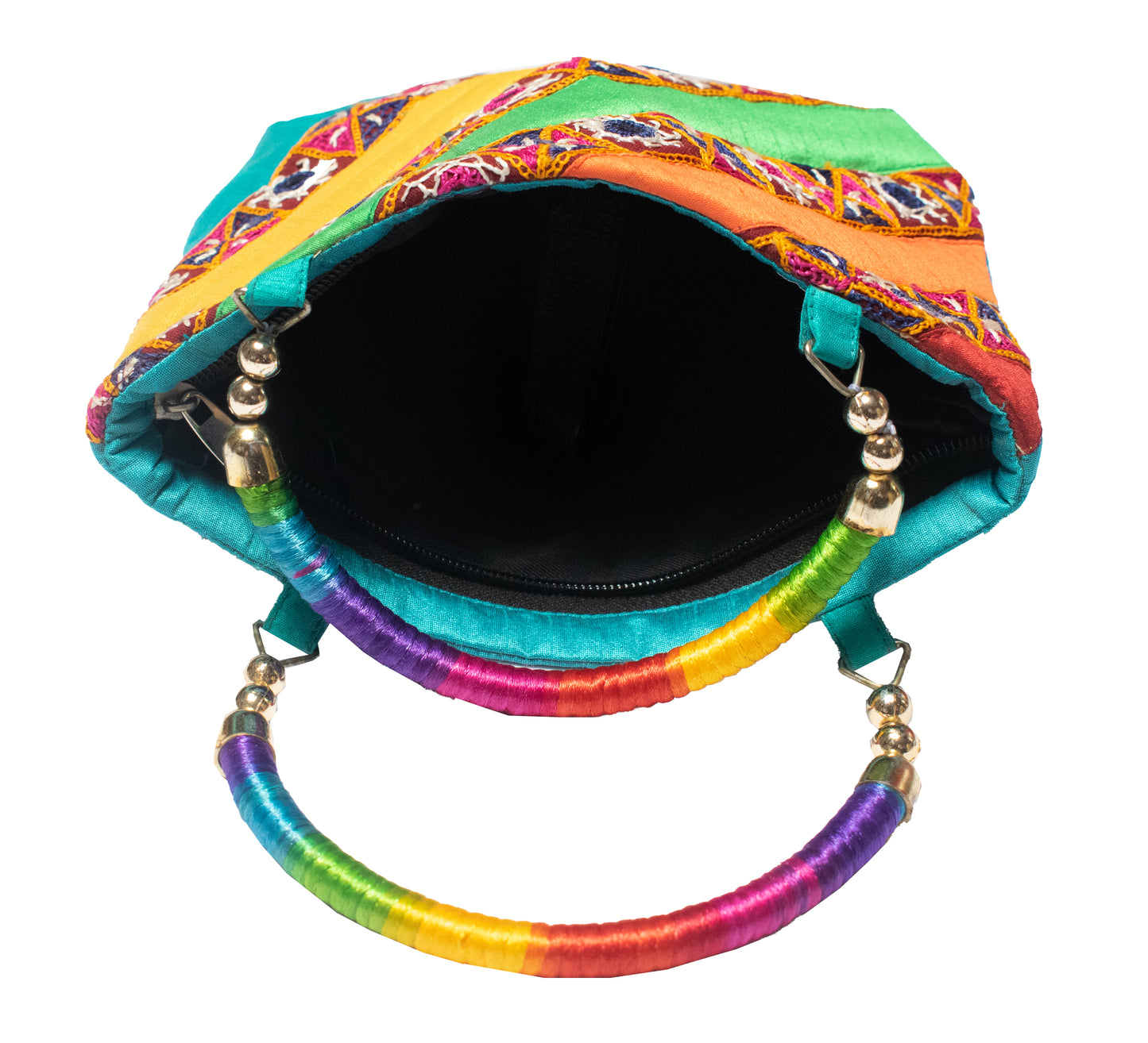 Ahir Work Raw Silk Hand Purse - SKU: 0001