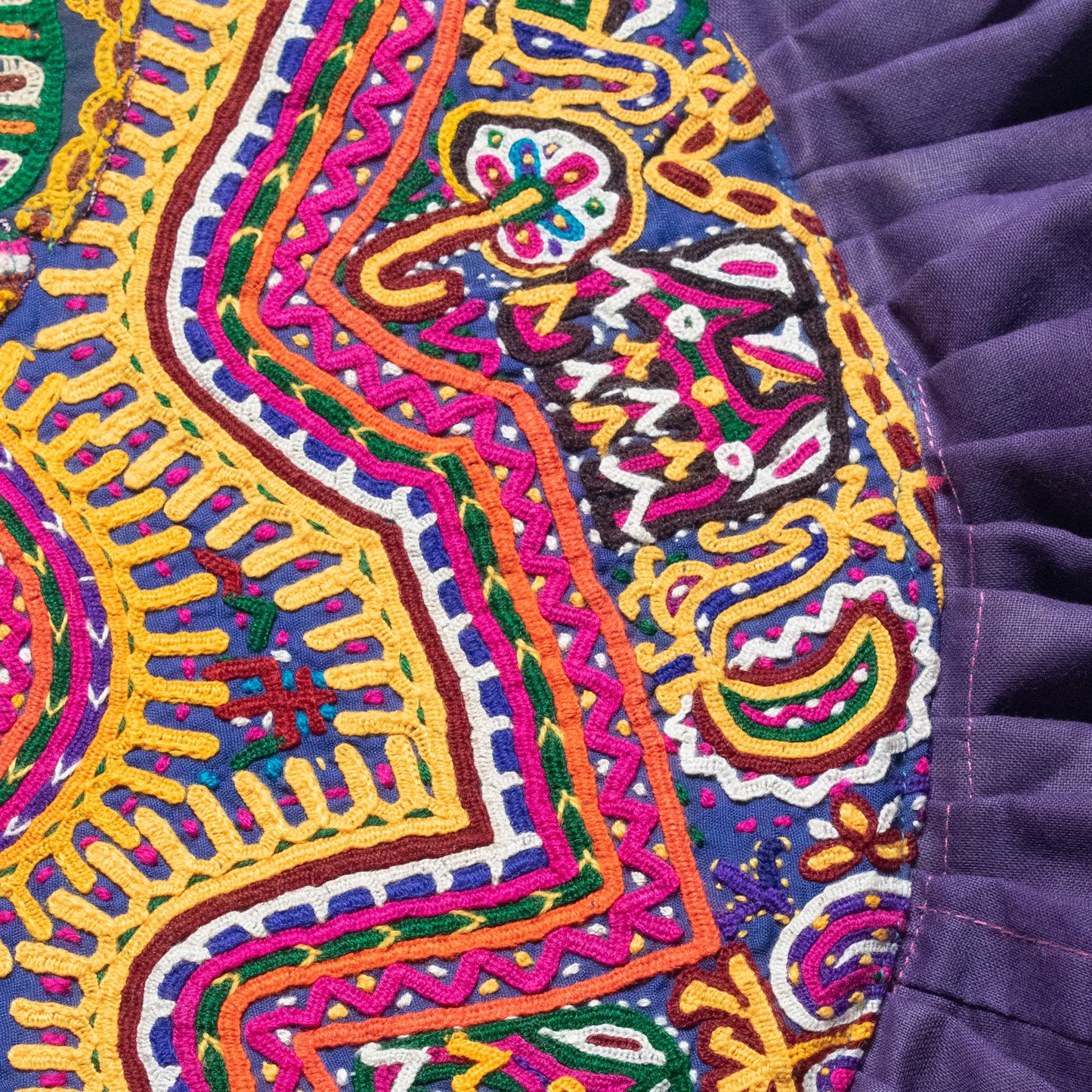 Mochi Work Cotton Fine Threadwork Hand Embroidery Handwork Fan - SKU: SD10601A