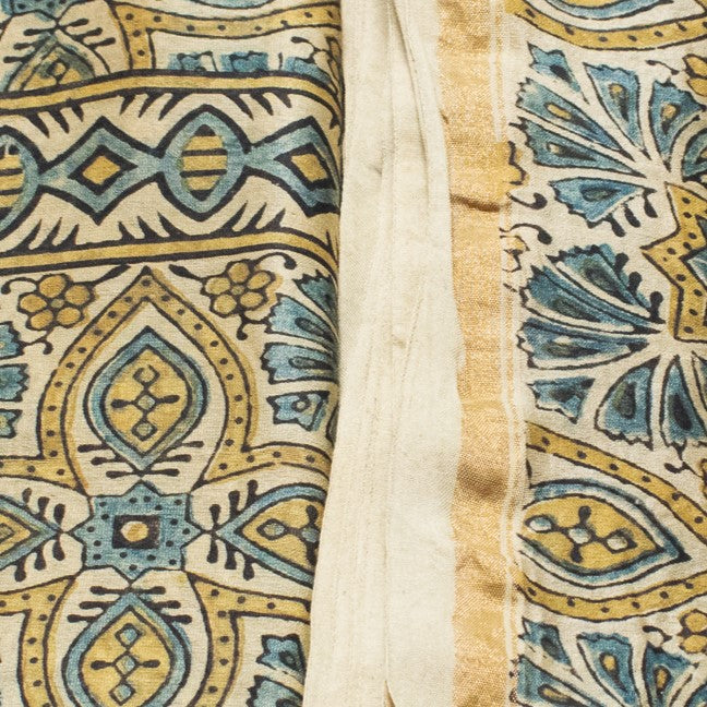 Ajrakh Chanderi Silk Natural Dye Hand Block Print Kurta-Dupatta (Two Piece Set)   - 2.5  Mt Top  -  SKU: ID13302I