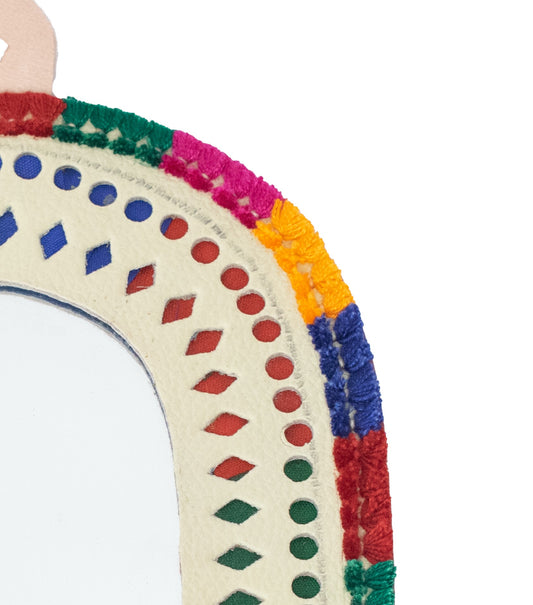 Bell Shaped Small Mirror Leather Craft - SKU: 0021