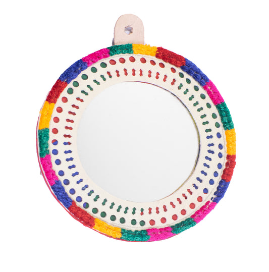 Leather Craft Punch Work Rexine Mirror Small - Round - SKU: 0012