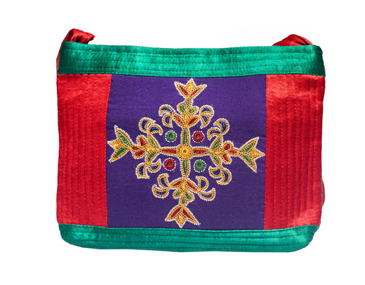 Ahir Work Raw Silk Shoulder Bag - SKU: 0002
