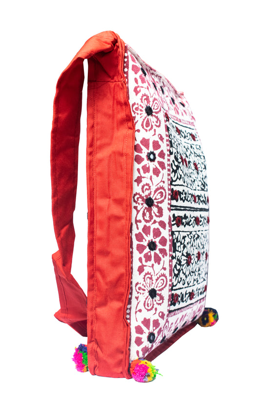 Bela Print Cotton Bela Print & Small Mirror Work Shoulder Bag - SKU: 0004