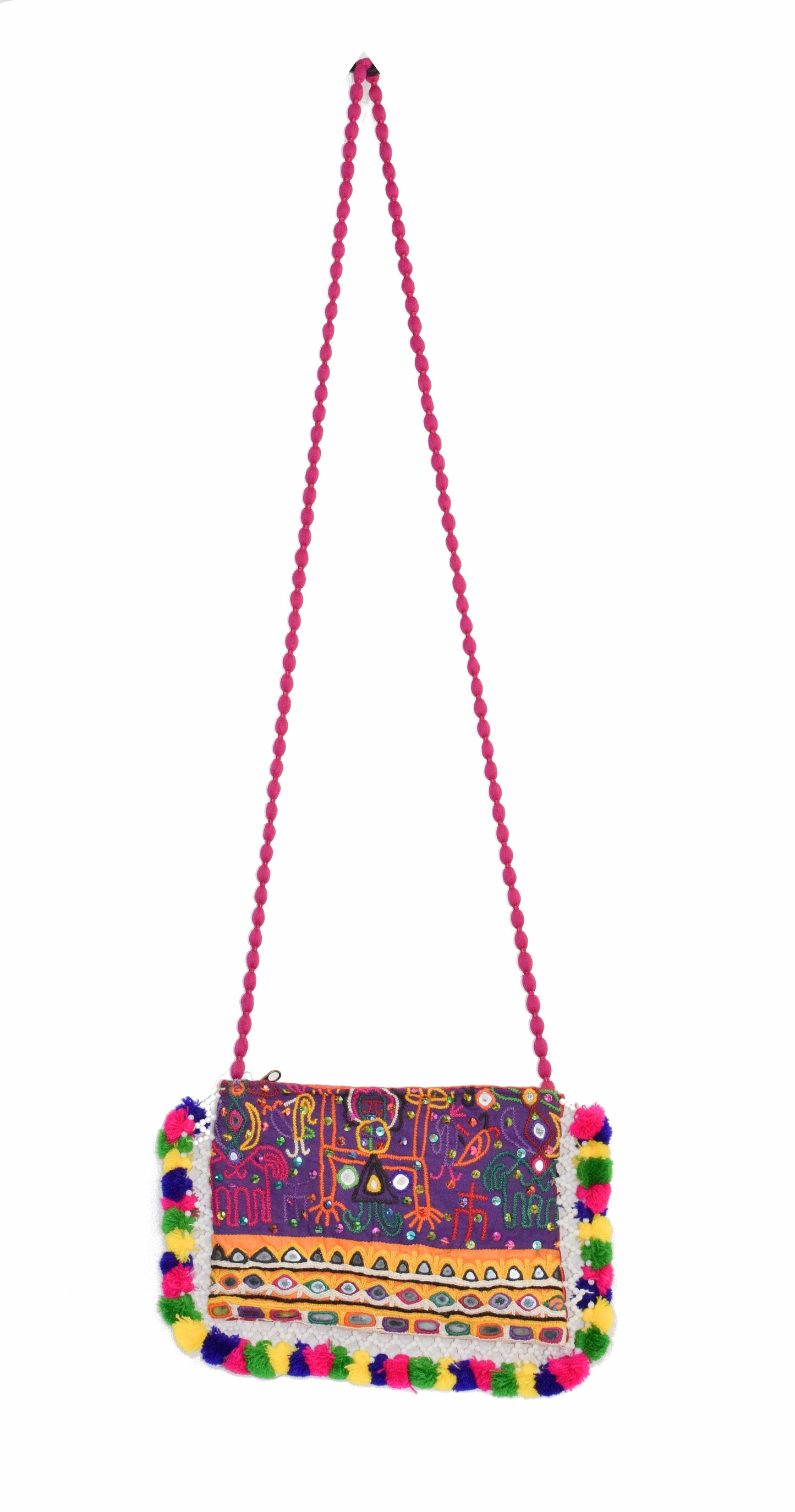 Antique Work Mashru Silk Sling Purse - SKU: MC30C20B